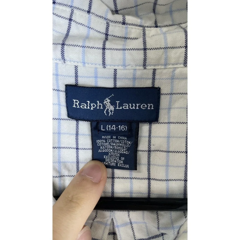 Ralph Lauren Shirt Boys Large 14-16 White Button Down‎ Long Sleeve Pony Logo